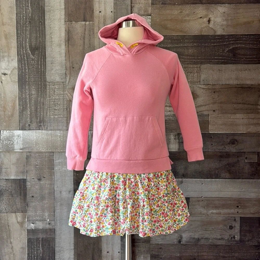 Mini Boden pink hoodie floral skirt girls size 10 pastel softgirl garden party